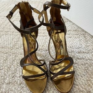 Guess Gold Stiletto Heels with Ankle Strap